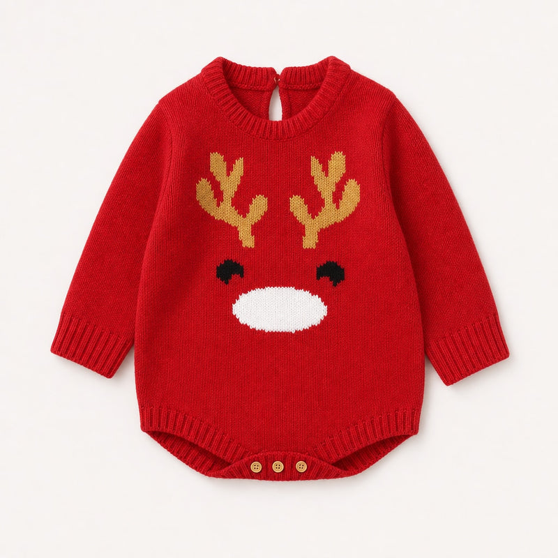 Stickad babybody med julmotiv